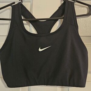 Nike Women's Black Sports Bra with White Logo